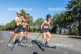 31.07.2022, Font-Romeu, France (FRA): Valentin Lejeune (FRA), Sophie Chauveau (FRA), (l-r) - Biathlon summer training, Font-Romeu (FRA). www.nordicfocus.com. © Authamayou/NordicFocus. Every downloaded picture is fee-liable.