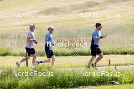 20.06.2022, Andermatt, Switzerland (SUI): Niklas Hartweg (SUI), Gion Stalder (SUI), Joscha Burkhalter (SUI), (l-r) - Biathlon summer training, Andermatt (SUI). www.nordicfocus.com. © Manzoni/NordicFocus. Every downloaded picture is fee-liable.