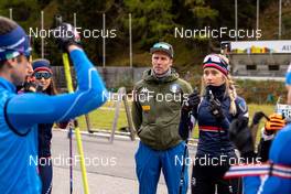 04.10.2022, Martell, Italy (ITA): Jonne Kahkonen (FIN), Hannah Auchentaller (ITA), (l-r)  - Biathlon summer training, Martell (ITA). www.nordicfocus.com. © Barbieri/NordicFocus. Every downloaded picture is fee-liable.
