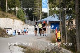 20.10.2022, Ramsau am Dachstein, Austria (AUT):  Antonin Guigonnat (FRA), Eric Perrot (FRA), Emilien Jacquelin (FRA), (l-r) - Biathlon training, Ramsau am Dachstein (AUT). www.nordicfocus.com. © Reichert/NordicFocus. Every downloaded picture is fee-liable.