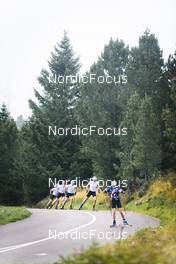 02.09.2022, Lavaze, Italy (ITA): Sturla Holm Laegreid (NOR), Johannes Thingnes Boe (NOR), Tarjei Boe (NOR), Filip Fjeld Andersen (NOR), Vetle Sjaastad Christiansen (NOR), (l-r)  - Biathlon summer training, Lavaze (ITA). www.nordicfocus.com. © Vanzetta/NordicFocus. Every downloaded picture is fee-liable.