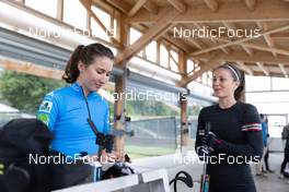 27.06.2022, Premanon, France (FRA): Paula Botet (FRA), Chloe Chevalier (FRA), (l-r) - Biathlon summer training, Premanon (FRA). www.nordicfocus.com. © Manzoni/NordicFocus. Every downloaded picture is fee-liable.