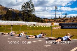 24.08.2022, Lavaze, Italy (ITA): Ragnhild Femsteinevik (NOR), Ingrid Landmark Tandrevold (NOR), Ida Lien (NOR), Karoline Offigstad Knotten (NOR), (l-r)  - Biathlon summer training, Lavaze (ITA). www.nordicfocus.com. © Barbieri/NordicFocus. Every downloaded picture is fee-liable.