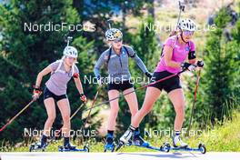 31.07.2022, Lavaze, Italy (ITA): Tamara Steiner (AUT), Anna Juppe (AUT), Julia Schwaiger (AUT), (l-r)  - Biathlon summer training, Lavaze (ITA). www.nordicfocus.com. © Barbieri/NordicFocus. Every downloaded picture is fee-liable.