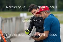 21,06.2022, Ruhpolding, Germany (GER): Rok Trsan (SLO), Ricco Gross (GER), coach Team Slovenia, (l-r) - Biathlon summer training, Ruhpolding (GER). www.nordicfocus.com. © Wuktits/NordicFocus. Every downloaded picture is fee-liable.