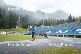 23.10.2022, Antholz, Italy (ITA):  Giacomel Tommaso (ITA), Wierer Dorothea (ITA), (l-r)  - Biathlon training, Antholz (AUT). www.nordicfocus.com. © Vanzetta/NordicFocus. Every downloaded picture is fee-liable.