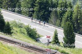 20.06.2022, Andermatt, Switzerland (SUI): Joscha Burkhalter (SUI), Ladina Meier-Ruge (SUI), Laurin Fravi (SUI), Sebastian Stalder (SUI), (l-r) - Biathlon summer training, Andermatt (SUI). www.nordicfocus.com. © Manzoni/NordicFocus. Every downloaded picture is fee-liable.