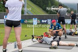 21,06.2022, Ruhpolding, Germany (GER): Ziva Klemencic (SLO), Ricco Gross (GER), coach Team Slovenia, (l-r) - Biathlon summer training, Ruhpolding (GER). www.nordicfocus.com. © Wuktits/NordicFocus. Every downloaded picture is fee-liable.