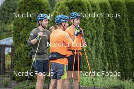 08.09.2022, Lavaze, Italy (ITA): Peppe Femling (SWE), Jesper Nelin (SWE), Martin Ponsiluoma (SWE), (l-r)  - Biathlon summer training, Lavaze (ITA). www.nordicfocus.com. © Vanzetta/NordicFocus. Every downloaded picture is fee-liable.