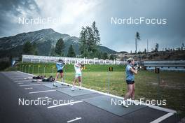 8.08.2022, Lavaze, Italy (ITA): Janina Hettich-Walz  (GER), Vanessa Voigt  (GER), Vanessa Hinz  (GER), Denise Herrmann  (GER), Anna Weidel  (GER), (l-r)  - Biathlon summer training, Lavaze (ITA). www.nordicfocus.com. © Vanzetta/NordicFocus. Every downloaded picture is fee-liable.