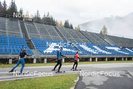 23.10.2022, Antholz, Italy (ITA):  Bionaz Didier (ITA), Giacomel Tommaso (ITA), Wierer Dorothea (ITA), (l-r)  - Biathlon training, Antholz (AUT). www.nordicfocus.com. © Vanzetta/NordicFocus. Every downloaded picture is fee-liable.