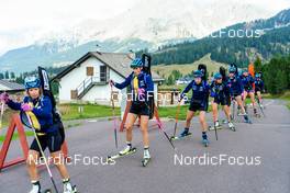 14.09.2022, Lavaze, Italy (ITA): Anna Magnusson (SWE), Hanna Oeberg (SWE), Johanna Skottheim (SWE), Tilda Johansson (SWE), Elvira Oeberg (SWE), Stina Nilsson (SWE), (l-r)  - Biathlon summer training, Lavaze (ITA). www.nordicfocus.com. © Barbieri/NordicFocus. Every downloaded picture is fee-liable.