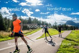 10.09.2022, Lavaze, Italy (ITA): Malte Stefansson (SWE), Jesper Nelin (SWE), Oskar Brandt (SWE), (l-r)  - Biathlon summer training, Lavaze (ITA). www.nordicfocus.com. © Barbieri/NordicFocus. Every downloaded picture is fee-liable.