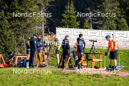 10.09.2022, Lavaze, Italy (ITA): Stina Nilsson (SWE), Mattias Nilsson (SWE), Elvira Oeberg (SWE), Hanna Oeberg (SWE), Johannes Lukas (GER), Sebastian Samuelsson (SWE), (l-r)  - Biathlon summer training, Lavaze (ITA). www.nordicfocus.com. © Barbieri/NordicFocus. Every downloaded picture is fee-liable.