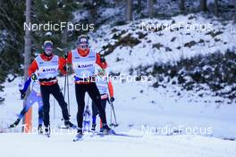 07.11.2022, Davos, Switzerland (SUI): Gion Stalder (SUI), Sebastian Stalder (SUI), (l-r) - Biathlon training, Snowfarming track, Davos (SUI). www.nordicfocus.com. © Manzoni/NordicFocus. Every downloaded picture is fee-liable.