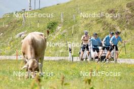 20.06.2022, Andermatt, Switzerland (SUI): Niklas Hartweg (SUI), Gion Stalder (SUI), Laurin Fravi (SUI), Sandro Bovisi (SUI), (l-r) - Biathlon summer training, Andermatt (SUI). www.nordicfocus.com. © Manzoni/NordicFocus. Every downloaded picture is fee-liable.