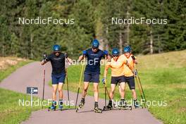 10.09.2022, Lavaze, Italy (ITA): Oskar Brandt (SWE), Martin Ponsiluoma (SWE), Malte Stefansson (SWE), Sebastian Samuelsson (SWE), (l-r)  - Biathlon summer training, Lavaze (ITA). www.nordicfocus.com. © Barbieri/NordicFocus. Every downloaded picture is fee-liable.