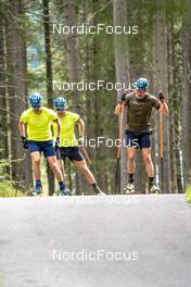 01.09.2022, Antholz, Italy (ITA): Oskar Brandt (SWE), Peppe Femling (SWE), Martin Ponsiluoma (SWE), (l-r)  - Biathlon summer training, Antholz (ITA). www.nordicfocus.com. © Barbieri/NordicFocus. Every downloaded picture is fee-liable.