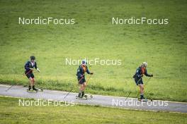 08.09.2022, Lavaze, Italy (ITA): Lukas Hofer (ITA), Malte Stefansson (SWE), Jesper Nelin (SWE), (l-r)  - Biathlon summer training, Lavaze (ITA). www.nordicfocus.com. © Vanzetta/NordicFocus. Every downloaded picture is fee-liable.