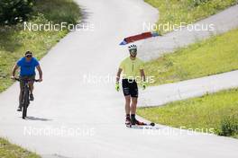 28.06.2022, Premanon, France (FRA): Lionel Laurent (FRA), Emilien Jacquelin (FRA), (l-r) - Biathlon summer training, Premanon (FRA). www.nordicfocus.com. © Manzoni/NordicFocus. Every downloaded picture is fee-liable.