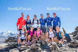 29.06.2022, Bessans, France (FRA): Jonne Kahkonen (FIN), Lisa Vittozzi (ITA), Eduardo Mezzaro (ITA), Coach Team Italy, Mirco Romanin (ITA), Beatrice Trabucchi (ITA), Rebecca Passler (ITA), Hannah Auchentaller (ITA), Linda Zingerle (ITA), Eleonora Fauner (ITA), (l-r) - Biathlon summer training, Bessans (FRA). www.nordicfocus.com. © Authamayou/NordicFocus. Every downloaded picture is fee-liable.