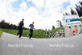 01.07.2022, Lenzerheide, Switzerland (SUI): Nico Salutt (SUI), Gion Stalder (SUI), (l-r) - Biathlon summer training, Lenzerheide (SUI). www.nordicfocus.com. © Manzoni/NordicFocus. Every downloaded picture is fee-liable.