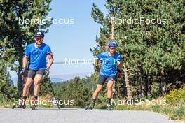 27.07.2022, Font-Romeu, France (FRA): Sebastien Mahon (FRA), Oscar Lombardot (FRA), (l-r) - Biathlon summer training, Font-Romeu (FRA). www.nordicfocus.com. © Authamayou/NordicFocus. Every downloaded picture is fee-liable.