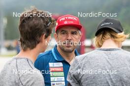 21,06.2022, Ruhpolding, Germany (GER): Miha Dovzan (SLO), Ricco Gross (GER), coach Team Slovenia, Lovro Planko (SLO), (l-r) - Biathlon summer training, Ruhpolding (GER). www.nordicfocus.com. © Wuktits/NordicFocus. Every downloaded picture is fee-liable.