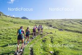 29.06.2022, Bessans, France (FRA): Eleonora Fauner (ITA), Beatrice Trabucchi (ITA), Lisa Vittozzi (ITA), Mirco Romanin (ITA), Coach Team Italy, Rebecca Passler (ITA), Hannah Auchentaller (ITA), Linda Zingerle (ITA), (l-r) - Biathlon summer training, Bessans (FRA). www.nordicfocus.com. © Authamayou/NordicFocus. Every downloaded picture is fee-liable.