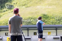 20.06.2022, Andermatt, Switzerland (SUI): Daniel Hackhofer (ITA), coach Team Switzerland, Joscha Burkhalter (SUI), (l-r) - Biathlon summer training, Andermatt (SUI). www.nordicfocus.com. © Manzoni/NordicFocus. Every downloaded picture is fee-liable.