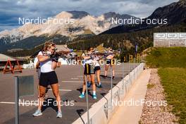 24.08.2022, Lavaze, Italy (ITA): Karoline Offigstad Knotten (NOR), Ida Lien (NOR), Ingrid Landmark Tandrevold (NOR), Ragnhild Femsteinevik (NOR), (l-r)  - Biathlon summer training, Lavaze (ITA). www.nordicfocus.com. © Barbieri/NordicFocus. Every downloaded picture is fee-liable.