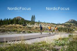 13.09.2022, Lavaze, Italy (ITA): Peppe Femling (SWE), Lukas Hofer (ITA), Malte Stefansson (SWE), (l-r)  - Biathlon summer training, Lavaze (ITA). www.nordicfocus.com. © Vanzetta/NordicFocus. Every downloaded picture is fee-liable.