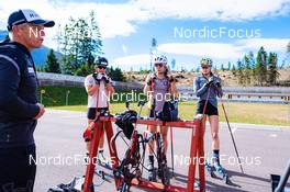 31.07.2022, Lavaze, Italy (ITA): Bernhard Pollerus (AUT), Dunja Zdouc (AUT), Tamara Steiner (AUT), Anna Juppe (AUT), (l-r)  - Biathlon summer training, Lavaze (ITA). www.nordicfocus.com. © Barbieri/NordicFocus. Every downloaded picture is fee-liable.