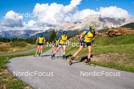 10.09.2022, Lavaze, Italy (ITA): Hanna Oeberg (SWE), Tilda Johansson (SWE), Mona Brorsson (SWE), Stina Nilsson (SWE), (l-r)  - Biathlon summer training, Lavaze (ITA). www.nordicfocus.com. © Barbieri/NordicFocus. Every downloaded picture is fee-liable.