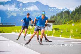 04.07.2022, Hochfilzen, Austria (AUT): Daniele Fauner (ITA), Tommaso Giacomel (ITA) - Biathlon summer training, Hochfilzen (AUT). www.nordicfocus.com. © Reichert/NordicFocus. Every downloaded picture is fee-liable.