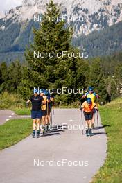 10.09.2022, Lavaze, Italy (ITA): Oskar Brandt (SWE), Jesper Nelin (SWE), Sebastian Samuelsson (SWE), Peppe Femling (SWE), (l-r)  - Biathlon summer training, Lavaze (ITA). www.nordicfocus.com. © Barbieri/NordicFocus. Every downloaded picture is fee-liable.