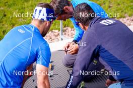 15.06.2022, Lavaze, Italy (ITA): Alexander Inderst (ITA), Braunhofer Patrick (ITA), Fabio Cianciana (ITA), (l-r)  - Biathlon summer training, Lavaze (ITA). www.nordicfocus.com. © Barbieri/NordicFocus. Every downloaded picture is fee-liable.