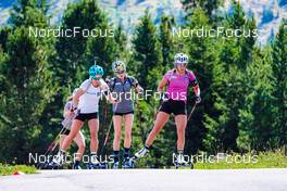 31.07.2022, Lavaze, Italy (ITA): Katharina Komatz (AUT), Anna Juppe (AUT), Julia Schwaiger (AUT), (l-r)  - Biathlon summer training, Lavaze (ITA). www.nordicfocus.com. © Barbieri/NordicFocus. Every downloaded picture is fee-liable.