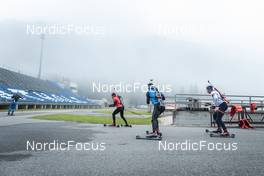 23.10.2022, Antholz, Italy (ITA):  Wierer Dorothea (ITA), Giacomel Tommaso (ITA), Christille Cedric (ITA), (l-r)  - Biathlon training, Antholz (AUT). www.nordicfocus.com. © Vanzetta/NordicFocus. Every downloaded picture is fee-liable.