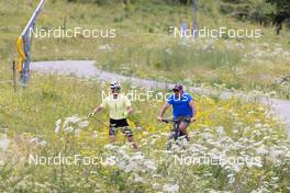 28.06.2022, Premanon, France (FRA): Emilien Jacquelin (FRA), Lionel Laurent (FRA), (l-r) - Biathlon summer training, Premanon (FRA). www.nordicfocus.com. © Manzoni/NordicFocus. Every downloaded picture is fee-liable.