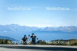 13.09.2022, Lavaze, Italy (ITA): Jesper Nelin (SWE), Sebastian Samuelsson (SWE), (l-r)  - Biathlon summer training, Lavaze (ITA). www.nordicfocus.com. © Vanzetta/NordicFocus. Every downloaded picture is fee-liable.