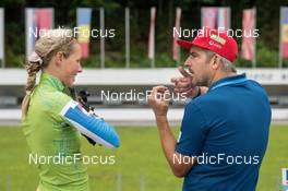 21,06.2022, Ruhpolding, Germany (GER): Anamarija Lampic (SLO), Ricco Gross (GER), coach Team Slovenia, (l-r) - Biathlon summer training, Ruhpolding (GER). www.nordicfocus.com. © Wuktits/NordicFocus. Every downloaded picture is fee-liable.
