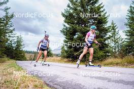 27.07.2022, Lavaze, Italy (ITA): Julia Schwaiger (AUT), Katharina Komatz (AUT), (l-r)  - Biathlon summer training, Lavaze (ITA). www.nordicfocus.com. © Barbieri/NordicFocus. Every downloaded picture is fee-liable.