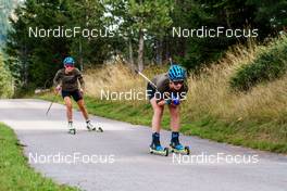 14.09.2022, Lavaze, Italy (ITA): Tilda Johansson (SWE), Mona Brorsson (SWE), (l-r)  - Biathlon summer training, Lavaze (ITA). www.nordicfocus.com. © Barbieri/NordicFocus. Every downloaded picture is fee-liable.