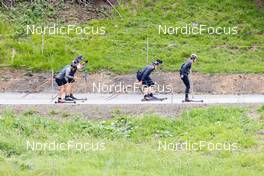01.07.2022, Lenzerheide, Switzerland (SUI): Dajan Danuser (SUI), Serafin Wiestner (SUI), Nico Salutt (SUI), Laurin Fravi (SUI), Sandro Bovisi (SUI), Niklas Hartweg (SUI), (l-r) - Biathlon summer training, Lenzerheide (SUI). www.nordicfocus.com. © Manzoni/NordicFocus. Every downloaded picture is fee-liable.