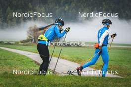 24.10.2022, Antholz, Italy (ITA):  Giacomel Tommaso (ITA), Bionaz Didier (ITA), (l-r)  - Biathlon training, Antholz (ITA). www.nordicfocus.com. © Vanzetta/NordicFocus. Every downloaded picture is fee-liable.
