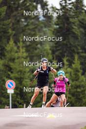 27.07.2022, Lavaze, Italy (ITA): Dunja Zdouc (AUT), Katharina Komatz (AUT), (l-r)  - Biathlon summer training, Lavaze (ITA). www.nordicfocus.com. © Barbieri/NordicFocus. Every downloaded picture is fee-liable.