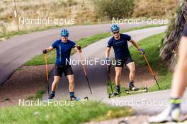 14.09.2022, Lavaze, Italy (ITA): Jesper Nelin (SWE), Malte Stefansson (SWE), (l-r)  - Biathlon summer training, Lavaze (ITA). www.nordicfocus.com. © Barbieri/NordicFocus. Every downloaded picture is fee-liable.