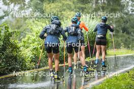 08.09.2022, Lavaze, Italy (ITA): Hanna Oeberg (SWE), Tilda Johansson (SWE), Elvira Oeberg (SWE), Mona Brorsson (SWE), (l-r)  - Biathlon summer training, Lavaze (ITA). www.nordicfocus.com. © Vanzetta/NordicFocus. Every downloaded picture is fee-liable.