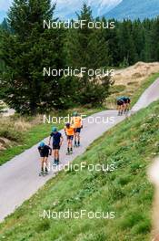14.09.2022, Lavaze, Italy (ITA): Malte Stefansson (SWE), Jesper Nelin (SWE), Lukas Hofer (ITA), Sebastian Samuelsson (SWE), (l-r)  - Biathlon summer training, Lavaze (ITA). www.nordicfocus.com. © Barbieri/NordicFocus. Every downloaded picture is fee-liable.